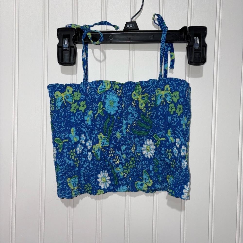 The Children’s Place Blue Floral Smocked Tube Top| Size 24 months